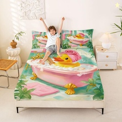 Castle Fairy Cute Duck Fitted Sheet Queen SizeShower Theme DuckSoft Be
