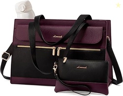 LOVEVOOK Laptop Bag for Women 15.6 Inch Tote Work Professional Leather