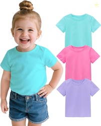 3 Pack Toddler Girls Short Sleeve Shirts Soft Cotton Basic Tee Shirt S