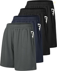 4 Pack Gym Mens Shorts - Basketball Athletic Shorts with Pockets Fitne