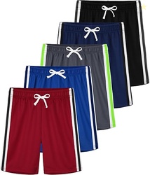 YERIOK 5 Pack Boys Athletic Shorts Boys Shorts Mesh Basketball Soccer 