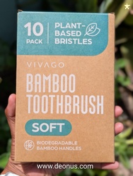 VIVAGO Bamboo Toothbrushes 10 Pack  Natural Toothbrushes Plant-Based S