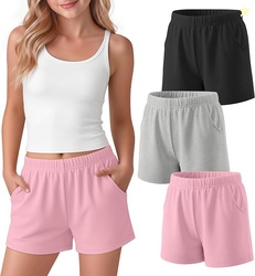 3 Pack Girls Shorts Teens Back to School Shorts Elastic Waist Casual A
