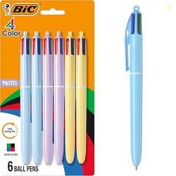 BIC 4 Color Pastel Barrel Multicolor Ballpoint Pens, Medium Point (1.0
