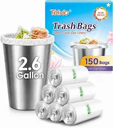 2.6 Gallon 150 Counts Small Trash Bags Garbage Bags by Teivio Bathroom