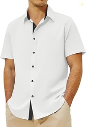 JEKAOYI Men's Button Down Dress Shirts Short Sleeve Casual Shirts Wrin