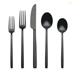 Oneida Silverware Set, Dean Satin Black 20 Piece Flatware Set, Service