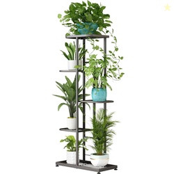 Plant Stand Indoor Outdoor 5 Tier 6 Potted Metal Plant Shelf for Multi