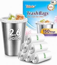 2.6 Gallon 150 Counts Small Trash Bags Garbage Bags by Teivio Bathroom