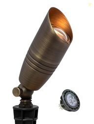 MALORY Brass Landscape Spotlights 1-Pack with MR16 Bulb(S02), 12V Low 