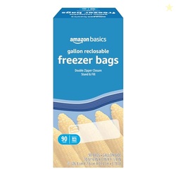 Amazon Basics Reclosable Freezer Gallon Size Bags with Double Zipper S