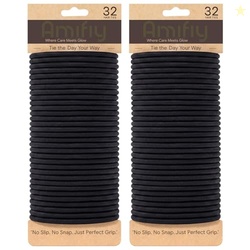 Amifiy Black Elastic Hair Ties for Men/Women No Damage, 64 Count 4mm O