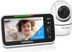 HelloBaby No WiFi Baby Monitor 5 Screen 30-Hour Battery Pan-Tilt-Zoom 