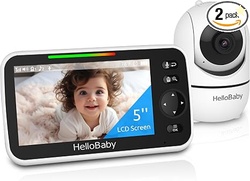 HelloBaby No WiFi Baby Monitor 5 Screen 30-Hour Battery Pan-Tilt-Zoom 