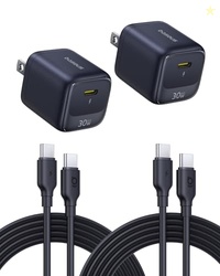 Baseus 30W USB C Charger Block, 2 Pack Fast Charger Type C with USB-C 