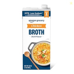 Amazon Grocery, Chicken Broth, 35% Less Sodium, 32 Oz