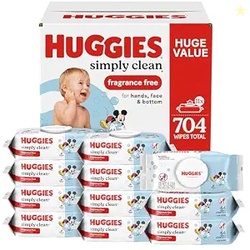 Huggies Simply Clean Baby Wipes Unscented, 11 Packs, 704 Wipes