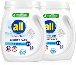 all free clear Laundry Detergent Pacs for Sensitive Skin 66 Count, 2-P