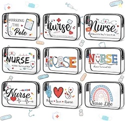 9 Pcs Clear PVC Nurse Makeup Bags Waterproof Nursing Week Gifts | 9 Pa