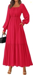 KIRUNDO Casual Fall Dresses for Women 2026 Flowy Long Sleeve Maxi Dres
