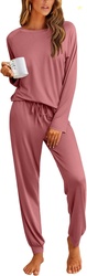 Ekouaer Pajamas Womens Long Sleeve Pj Set 2 Piece Loungewear Soft Slee