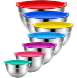 TINANA 7 Pack Stainless Steel Mixing Bowls with Lids Nesting Kitchen P