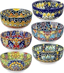 vancasso SIMI 28 oz Cereal Bowls Set of 6 Bohemian Ceramic Soup Bowls