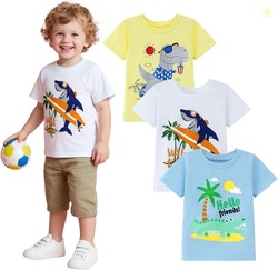 HILEELANG Toddler Boy Short Sleeve Tee Shirts Summer Cotton Casual Gra