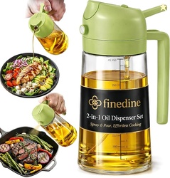 FineDine 16 oz Glass Olive Oil Sprayer for Cooking Oil Dispenser, Gree