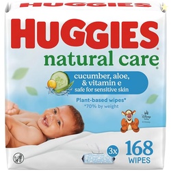 Huggies Natural Care Cucumber Aloe & Vit E Baby Wipes, 3 Packs, 168 Wi