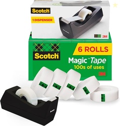 Scotch Magic Tape with Scotch Desktop Dispenser 6 Rolls of 3/4 x 1000