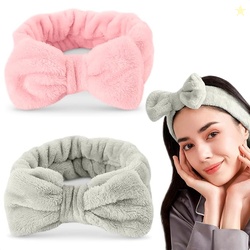 2Pcs Hairband for Women - Bow Headbands for Women's Hair Spa Makeup He