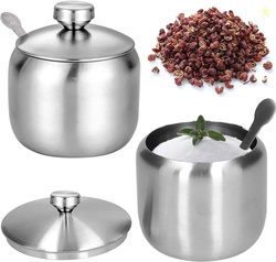 IEMIEBSHA Stainless Steel Sugar Bowl 2pcs Small Sugar Bowl Stainless S