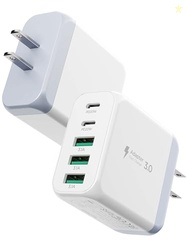 EIZLXQ USB C Charger Block,50W 5-Port Fast Wall Charger,Dual Type-C & 