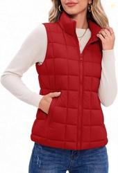 Zeagoo Womens Vest Lightweight Quilted Puffer Stand Collar Zip Up Oute