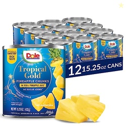 Dole Canned Fruit, Tropical Gold Pineapple Chunks in 100% Pineapple Ju
