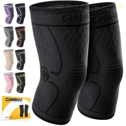 CAMBIVO 2 Pack Knee Braces for Women & Men, Knee Compression Sleeves f