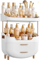 4-Tier Makeup Organizer Bathroom Countertop Storage White