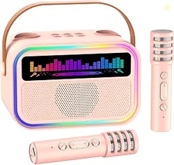 Kids Karaoke Machine Bluetooth Speaker with 2 Wireless Microphones