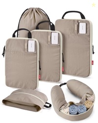 BAGSMART Compression Packing Cubes with Fillable Neck Pillow for Cloth