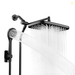 Seacity Black Rain Shower Head with Handheld Shower Head, 5 Spray Mode