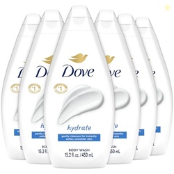 Dove Body Wash, Hydrate 6-Pack  Moisturizing Cleanser for Smooth, Soft