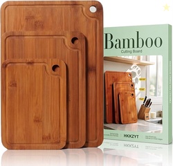 Deep-Carbonized Wood Cutting Board Set HKKZYT 3 Pack Bamboo Chopping B