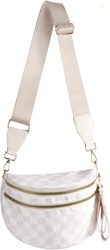 Nylon Crossbody Bags Bum Bag for Women Large Sling PurseBeige Checkere