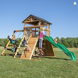 Backyard Discovery Endeavor All Cedar Wood Swing Set Playset for Backy
