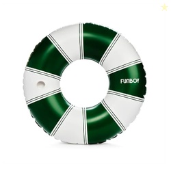 FUNBOY Giant 46" Vintage Green Stripe Pool Tube Float with Cup Holder