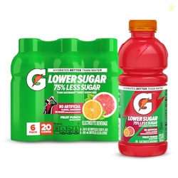 Gatorade Lower Sugar Sports Drink, Fruit Punch, 20 fl oz Bottles, (6 P