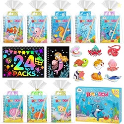 ZMLM 24 Pack Rainbow Art Scratch Notebooks for Kids Birthday Party Fav
