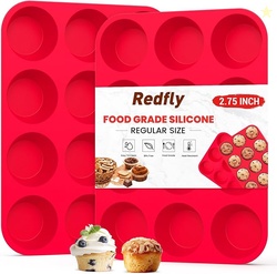 2 Pack Silicone Muffin Pans for Baking & Cupcake Pan - 12 Cup Regular 