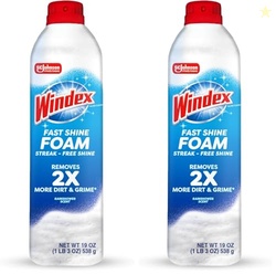 Windex Fast Shine Foam Glass Cleaner, No-Drip Windows, Doors, Mirrors 